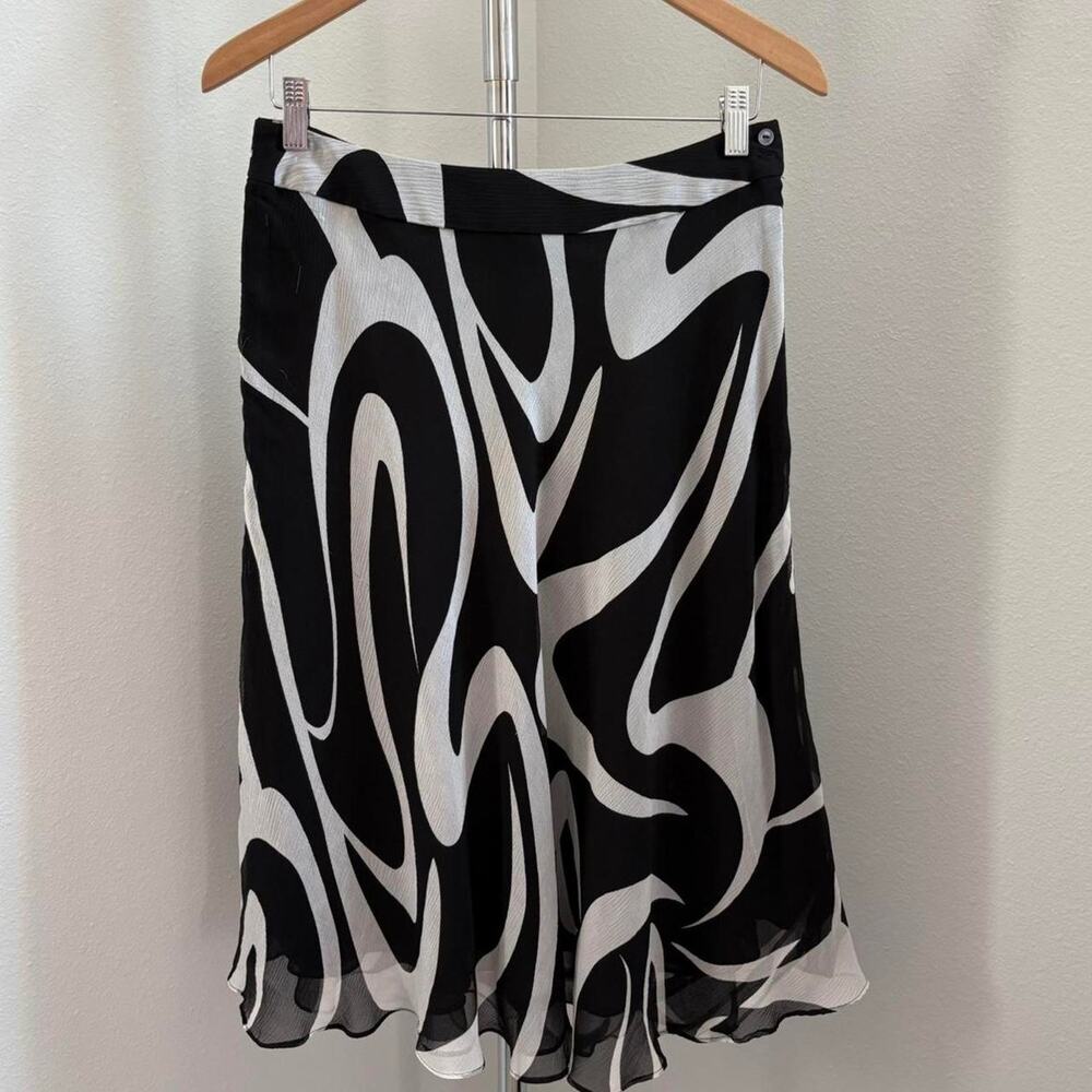 Jones New York silk black and white swirl skirt